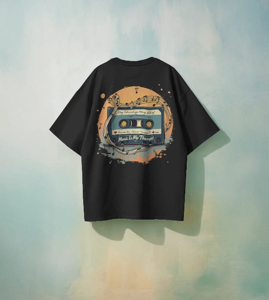 Music Is My Therapy Vintage Oversize Tee