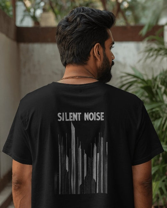 Silent Noise | Monochrome Skyline Tee – Noir Distortion Edition