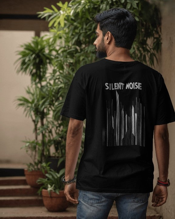 Silent Noise | Monochrome Skyline Tee – Noir Distortion Edition