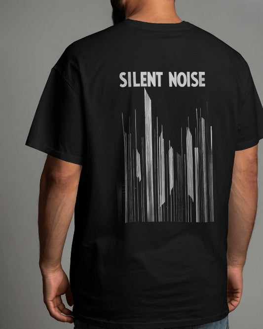 Silent Noise | Monochrome Skyline Tee – Noir Distortion Edition