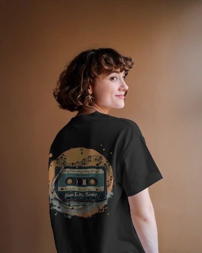 Music Is My Therapy Vintage Oversize Tee